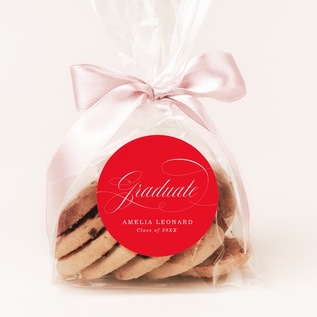 Pegatina Redonda Elegante guión de caligrafía de grado de graduació (Subido por el creador)