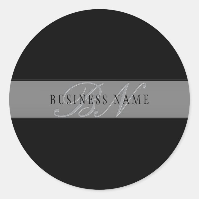 Pegatina Redonda Elegante Guión Editable Nombre comercial/otro text (Anverso)