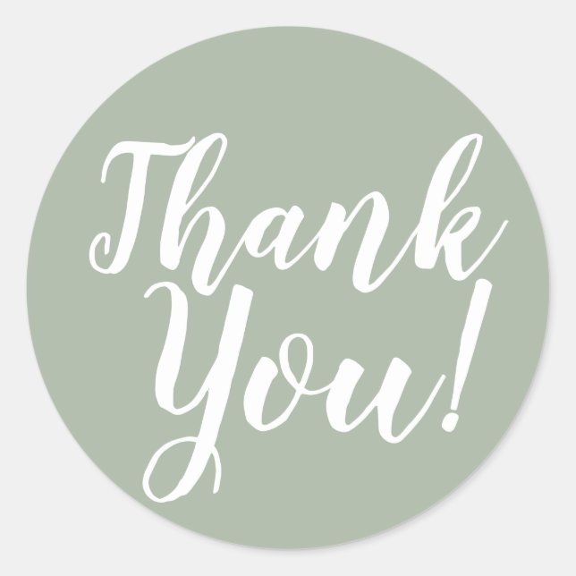 Pegatina Redonda Elegante guion Gracias Sage Verde Favor (Anverso)