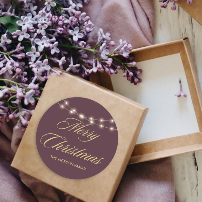 Pegatina Redonda Elegante guión manuscrito de Feliz Navidad dorado (Subido por el creador)