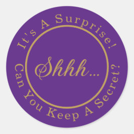 Pegatina Redonda Elegante guión Shhh ... es una fiesta sorpresa