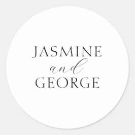 Pegatina Redonda Elegante guión simple Boda blanco y negro