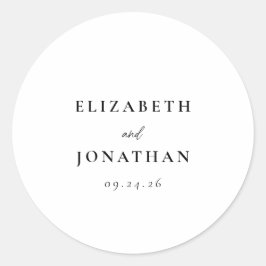 Pegatina Redonda Elegante guión y Boda Serif