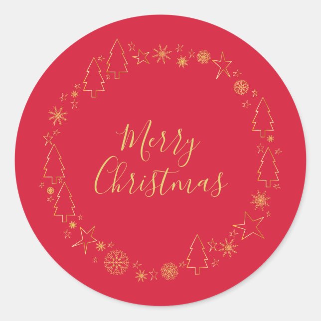 Pegatina Redonda Elegante guirnalda original de oro rojo (Anverso)
