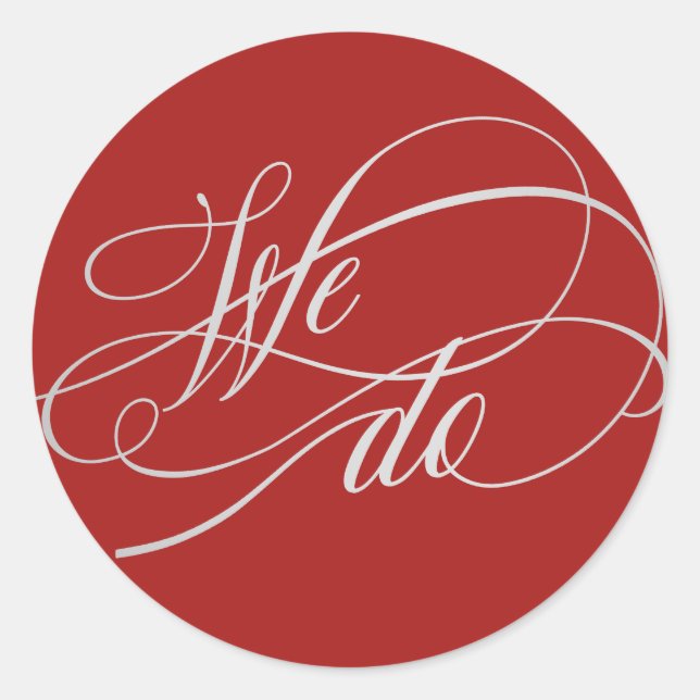 Pegatina Redonda Elegante hacemos guión de Boda rojo (Anverso)