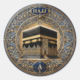 Pegatina Redonda Elegante Hajj Mabrur Ilustración de la Kaaba Stick