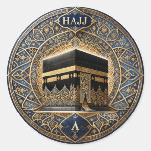 Pegatina Redonda Elegante Hajj Mabrur Ilustración de la Kaaba Stick
