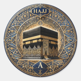 Pegatina Redonda Elegante Hajj Mabrur Ilustración de la Kaaba Stick