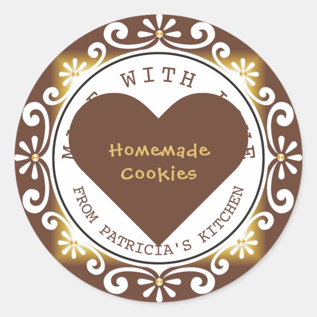 Pegatina Redonda Elegante Hecho Con Amo Cookies De La Cocina De (Anverso)