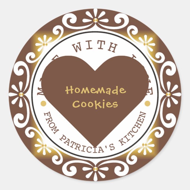 Pegatina Redonda Elegante Hecho Con Amo Cookies De La Cocina De (Anverso)