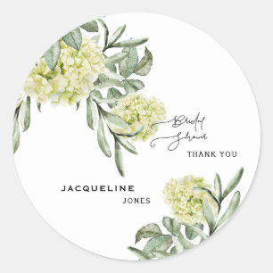 Pegatina Redonda Elegante Hydrangea Bridal Shower Gracias