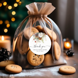 Pegatina Redonda Elegante invierno Evergreen Bridal Shower Gracias