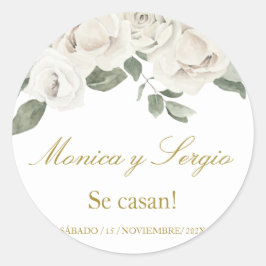Pegatina Redonda Elegante invitación a la boda en español