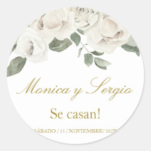 Pegatina Redonda Elegante invitación a la boda en español