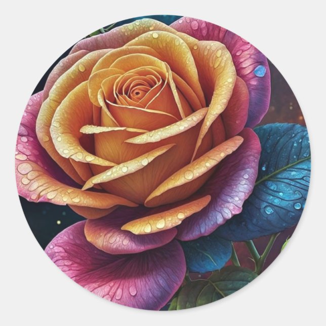 Pegatina Redonda Elegante invitación a la boda Seal rose (Anverso)