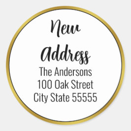 Pegatina Redonda Elegante Invitación móvil blanca y dorada