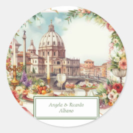 Pegatina Redonda Elegante Italia, invitación a cenar en Florencia,