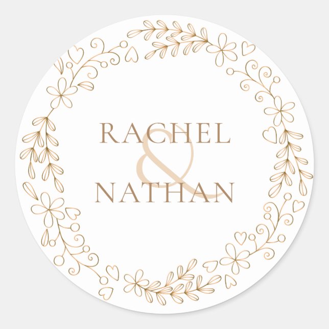 Pegatina Redonda Elegante jardín floral moderno (Anverso)