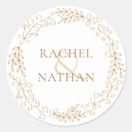 Pegatina Redonda Elegante jardín floral moderno