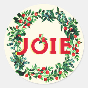 Pegatina Redonda Elegante Joy JOIE Berry Wreath
