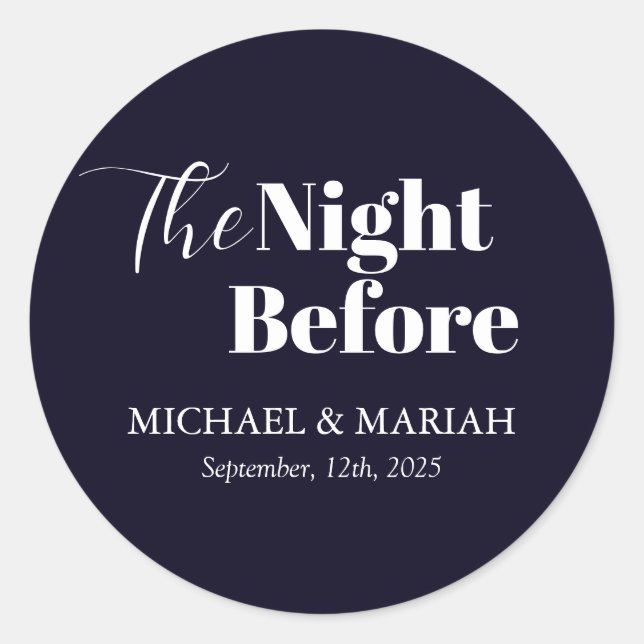 Pegatina Redonda Elegante La Noche Antes De La Cena De Ensayos (Anverso)