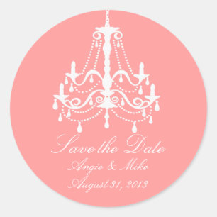 Pegatina Redonda Elegante lámpara blanca salva al Boda de citas