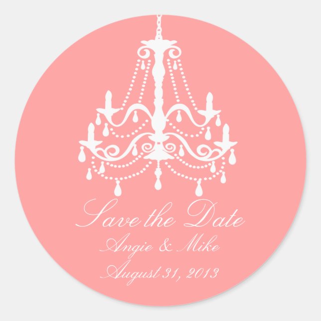 Pegatina Redonda Elegante lámpara blanca salva al Boda de citas (Anverso)