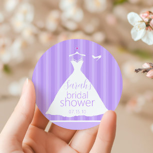 Pegatina Redonda Elegante lavanda Boda Vestido Bridal Shower