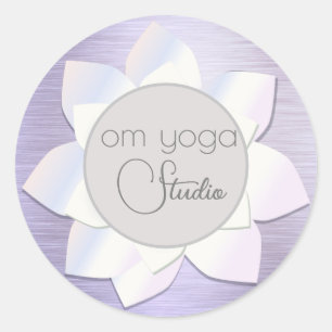 Pegatina Redonda Elegante Lavender Lotus OM Business Logo