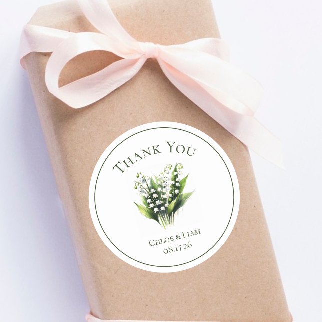 Pegatina Redonda Elegante Lily del Boda de Flores del Valle (Subido por el creador)