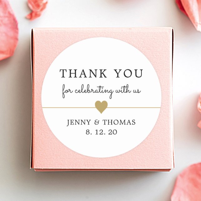 Pegatina Redonda Elegante Limpio Blanco Corazón de Oro Falso Gracia (Subido por el creador)