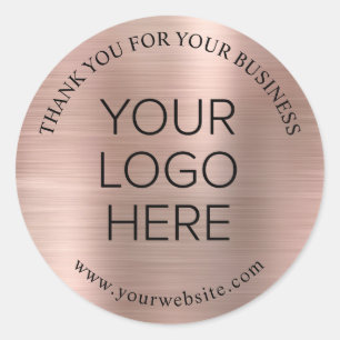 Pegatina Redonda Elegante Logotipo Compañía Rosa Oro Gracias