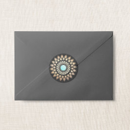 Pegatina Redonda Elegante Lotus Flower Mandala