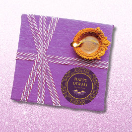 Pegatina Redonda Elegante mandala diyas personalizado hindú diwali