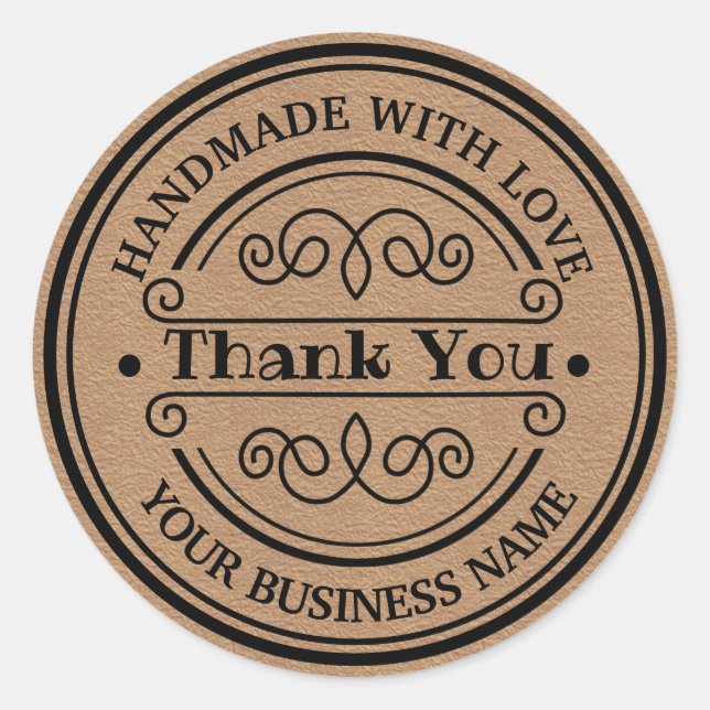 Pegatina Redonda Elegante marco redondeado vintage Gracias (Anverso)