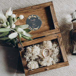 Pegatina Redonda Elegante marina y botánico beige boho