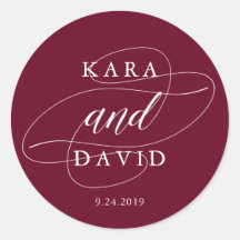 Elegante Marsala y Boda de caligrafía blanca