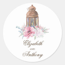 Elegante matrimonio de linterna floral rosa