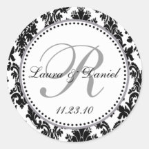 Elegante matrimonio negro blanco plateado Damask
