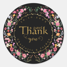 Pegatina Redonda Elegante Meadow Spring Garden Wedding