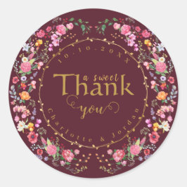 Pegatina Redonda Elegante Meadow Spring Garden Wedding