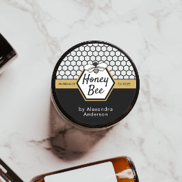 Pegatina Redonda Elegante miel de abeja de miel de abeja negro amar