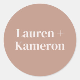 Pegatina Redonda Elegante Minimal Moderno Sobre Boda Cuadrado Cla