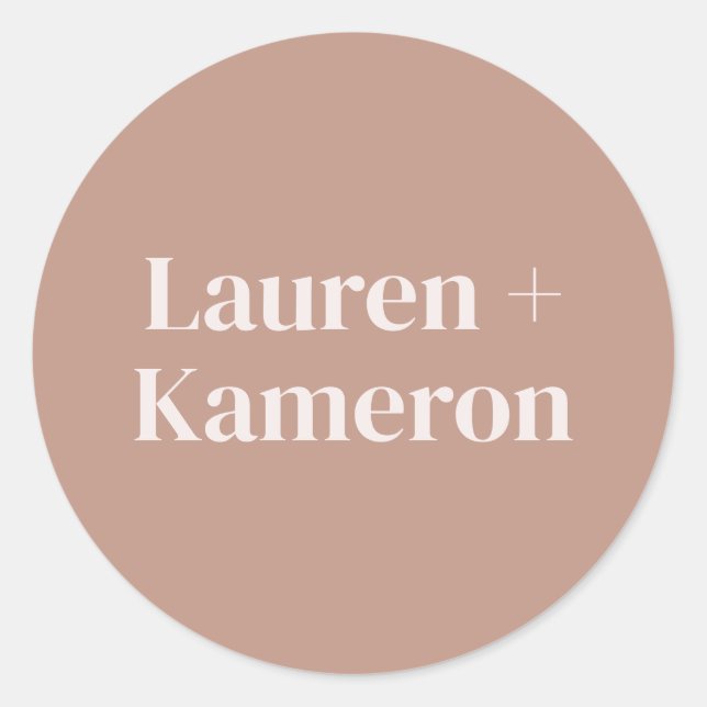 Pegatina Redonda Elegante Minimal Moderno Sobre Boda Cuadrado Cla (Anverso)