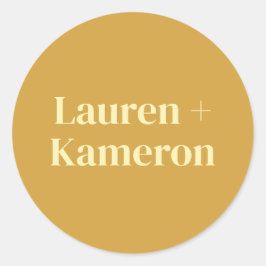 Pegatina Redonda Elegante Minimal Moderno Sobre Boda Cuadrado Cla