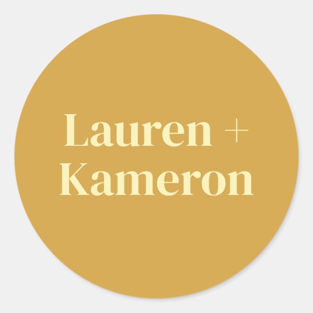 Pegatina Redonda Elegante Minimal Moderno Sobre Boda Cuadrado Cla (Anverso)