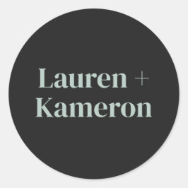 Pegatina Redonda Elegante Minimal Moderno Sobre Boda Cuadrado Cla