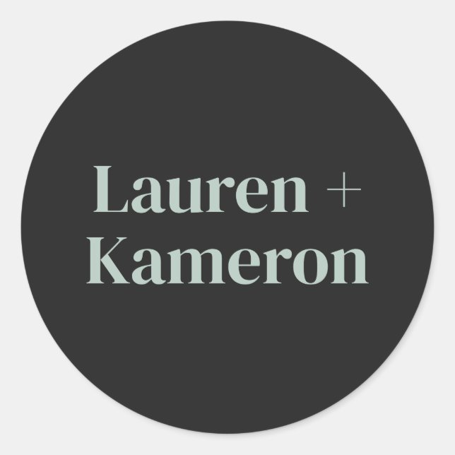 Pegatina Redonda Elegante Minimal Moderno Sobre Boda Cuadrado Cla (Anverso)