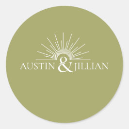 Pegatina Redonda Elegante Minimal Moderno Sobre Boda Cuadrado Cla