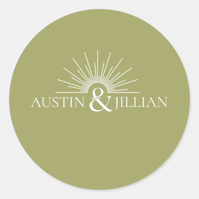 Pegatina Redonda Elegante Minimal Moderno Sobre Boda Cuadrado Cla (Anverso)